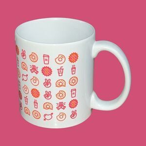 2018 Dunkin’ Donuts Ceramic Tea Cup PEACE LOVE DONUTS Emojis 10 oz Mug